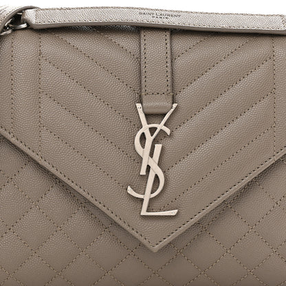 Saint Laurent Grain De Poudre Textured Mixed Matelasse Medium Triquilt Monogram Satchel Dark Beige 7 of 9