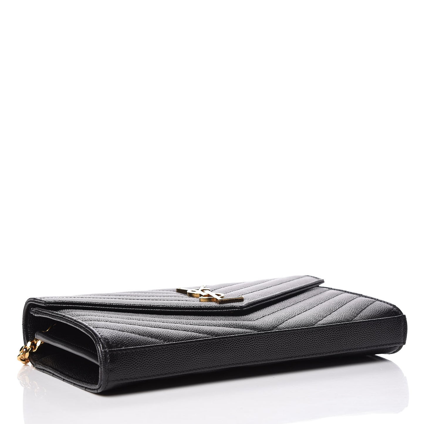 Grain De Poudre Matelasse Chevron Monogram Chain Wallet Black