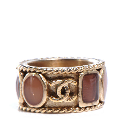Chanel Poured Glass CC Ring 6.5 Gold Rose 1 of 5