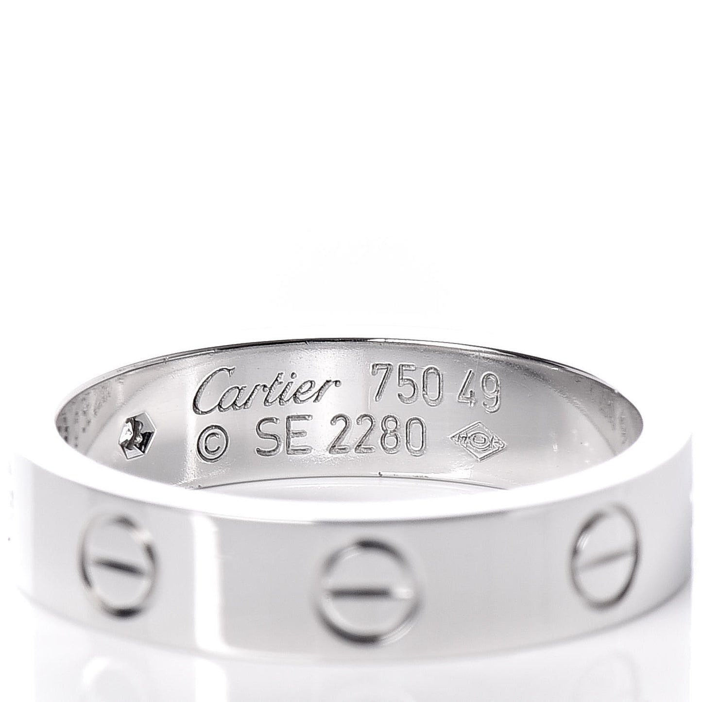 18K White Gold Diamond 4mm LOVE Wedding Band Ring 49 5