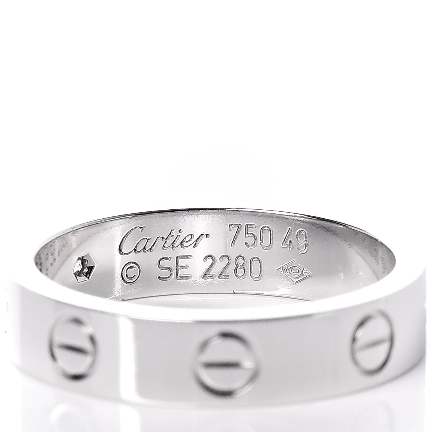Cartier 18K White Gold Diamond 4mm LOVE Wedding Band Ring 49 5 4 of 5