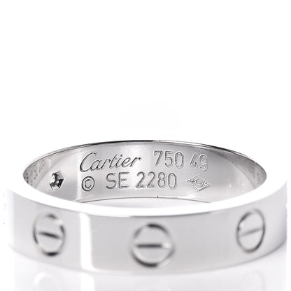 Cartier 18K White Gold Diamond 4mm LOVE Wedding Band Ring 49 5 4 of 5