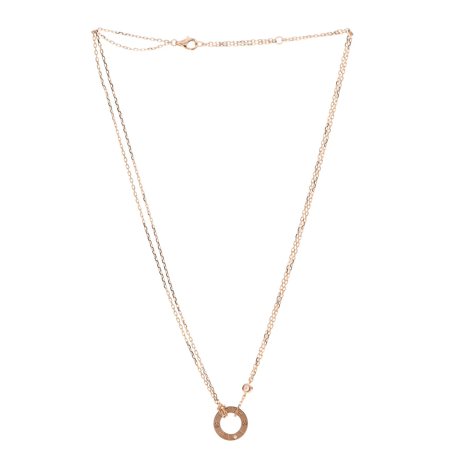 Cartier 18K Pink Gold 2 Diamond LOVE Necklace 3 of 8