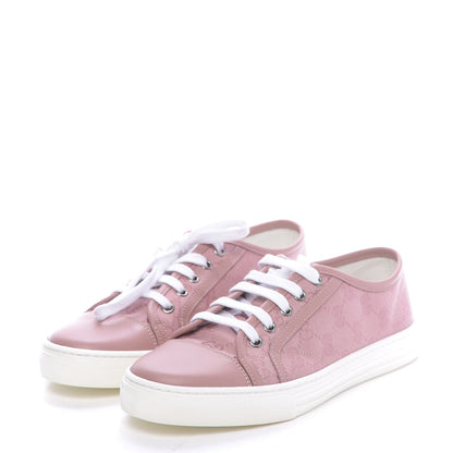 Gucci GG Monogram Calfskin Womens Low Top Sneakers 37 Pink Soft Pink 3 of 13