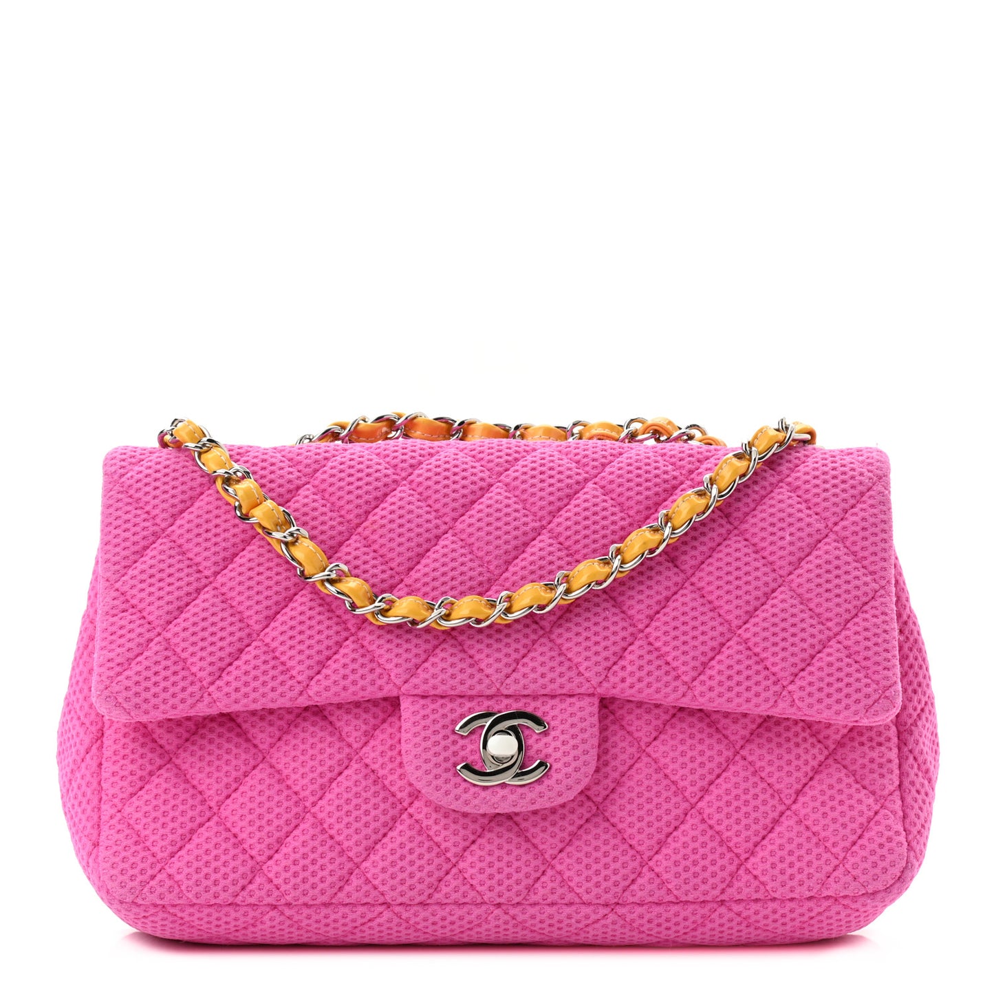 Neoprene Quilted Medium Single Flap Pink