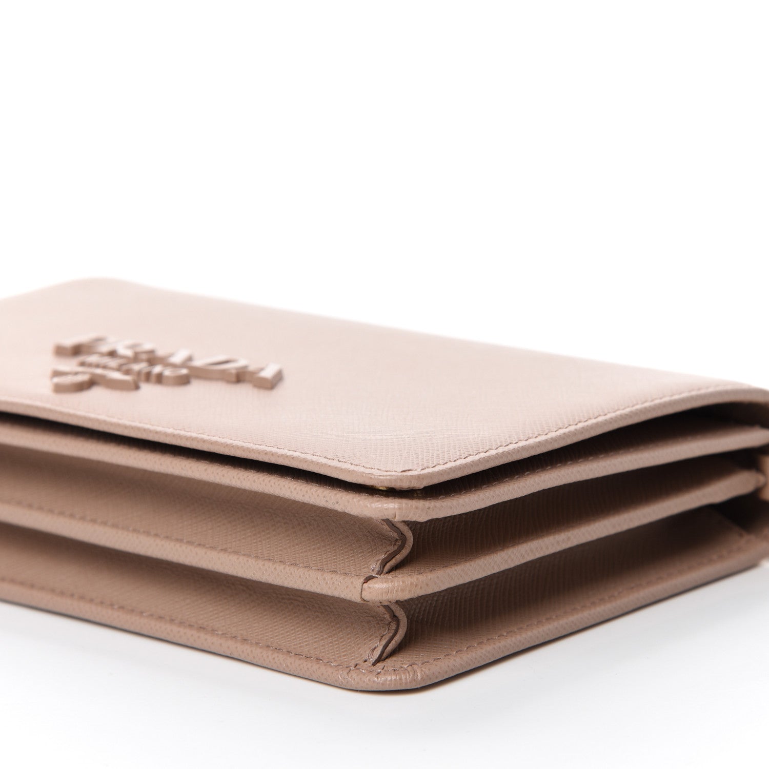 Prada Saffiano Lux Monocrome Chain Wallet Cipria 8 of 11