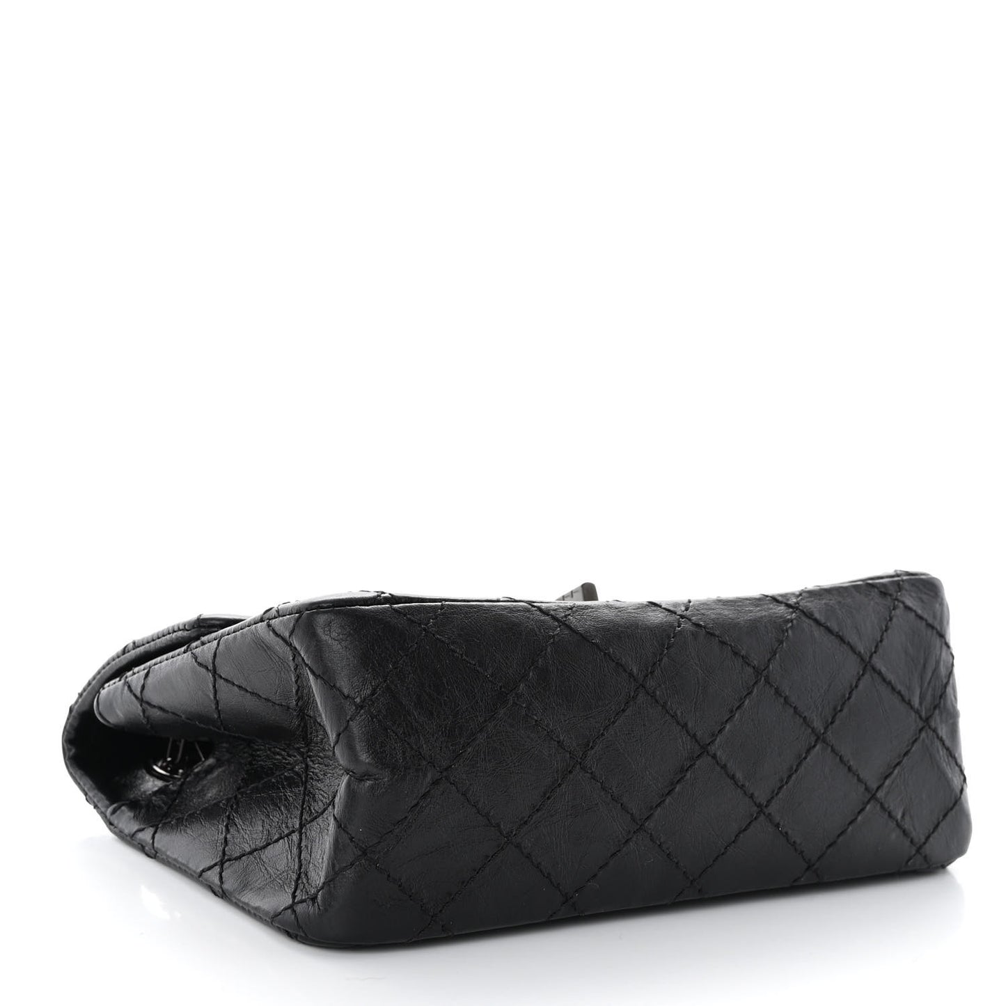 Aged Calfskin Quilted 2.55 Reissue Mini Flap So Black