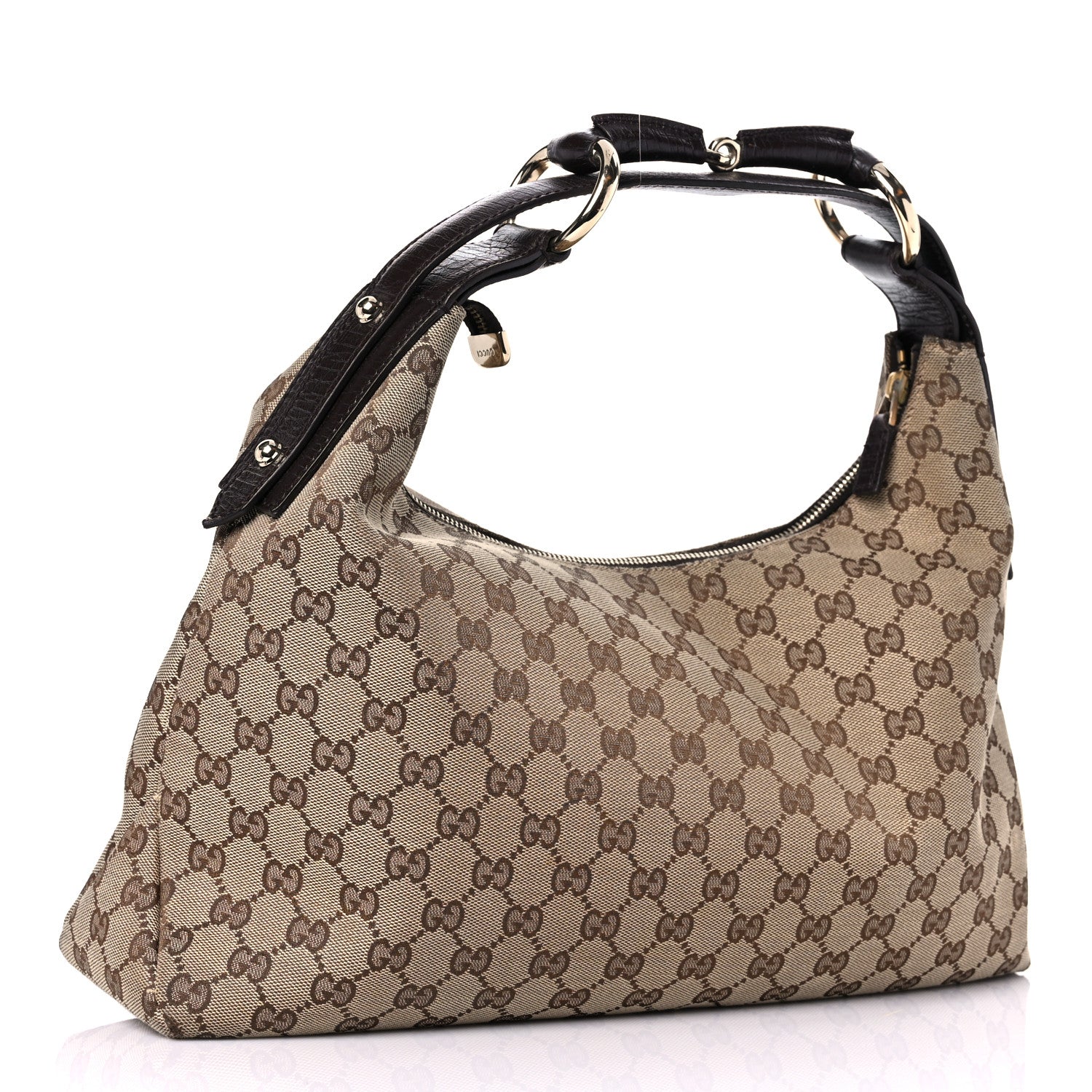 Gucci Monogram Medium Horsebit Chain Hobo Dark Brown 3 of 17