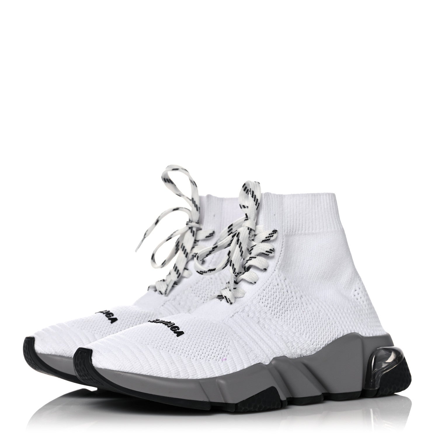 Balenciaga Knit Womens Speed Lace Up Clear Sole Sneakers 35 White 3 of 12