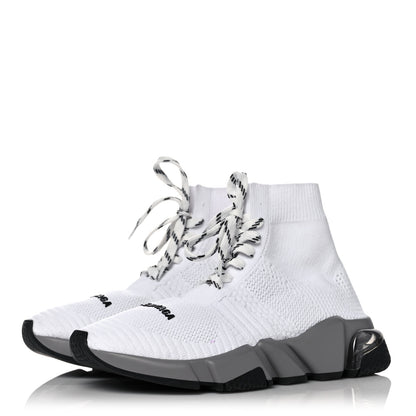 Balenciaga Knit Womens Speed Lace Up Clear Sole Sneakers 35 White 3 of 12