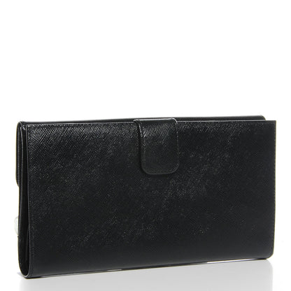 Prada Saffiano Metal Continental Flap Wallet Nero Black 3 of 8