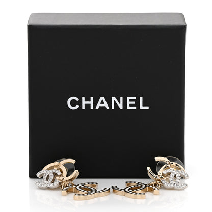 Chanel Crystal Pearl Double CC Drop Earrings Gold Silver 5 of 5