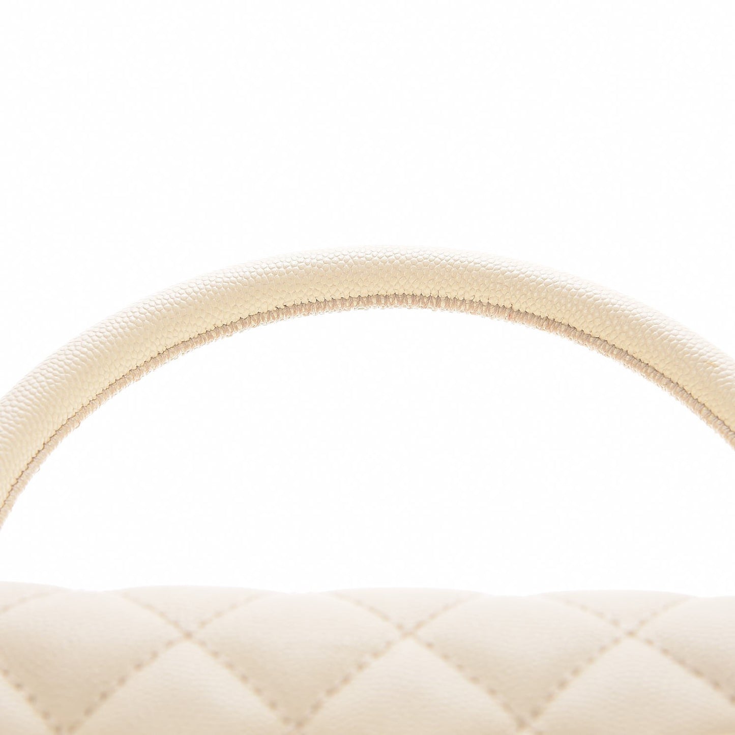 Caviar Quilted Small Coco Handle Flap White