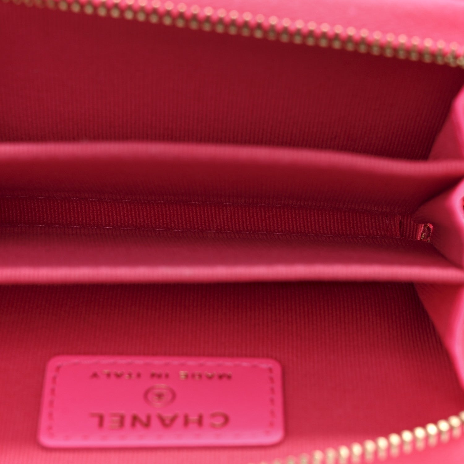Chanel Patent Chevron Quilted Zip Around Boy Coin Purse Wallet Neon Pink 5 of 8