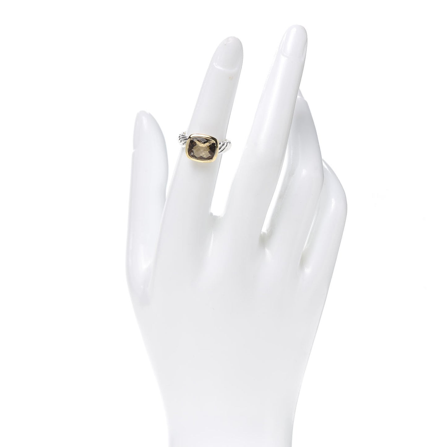 Sterling Silver 18K Yellow Gold Smoky Quartz 10mm Noblesse Ring 49 5