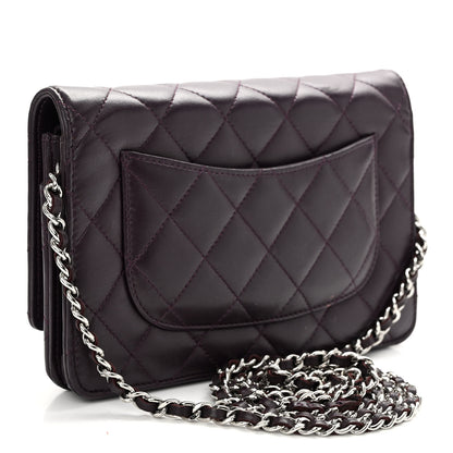 Chanel Lambskin Quilted Wallet On Chain WOC Purple 4 of 23