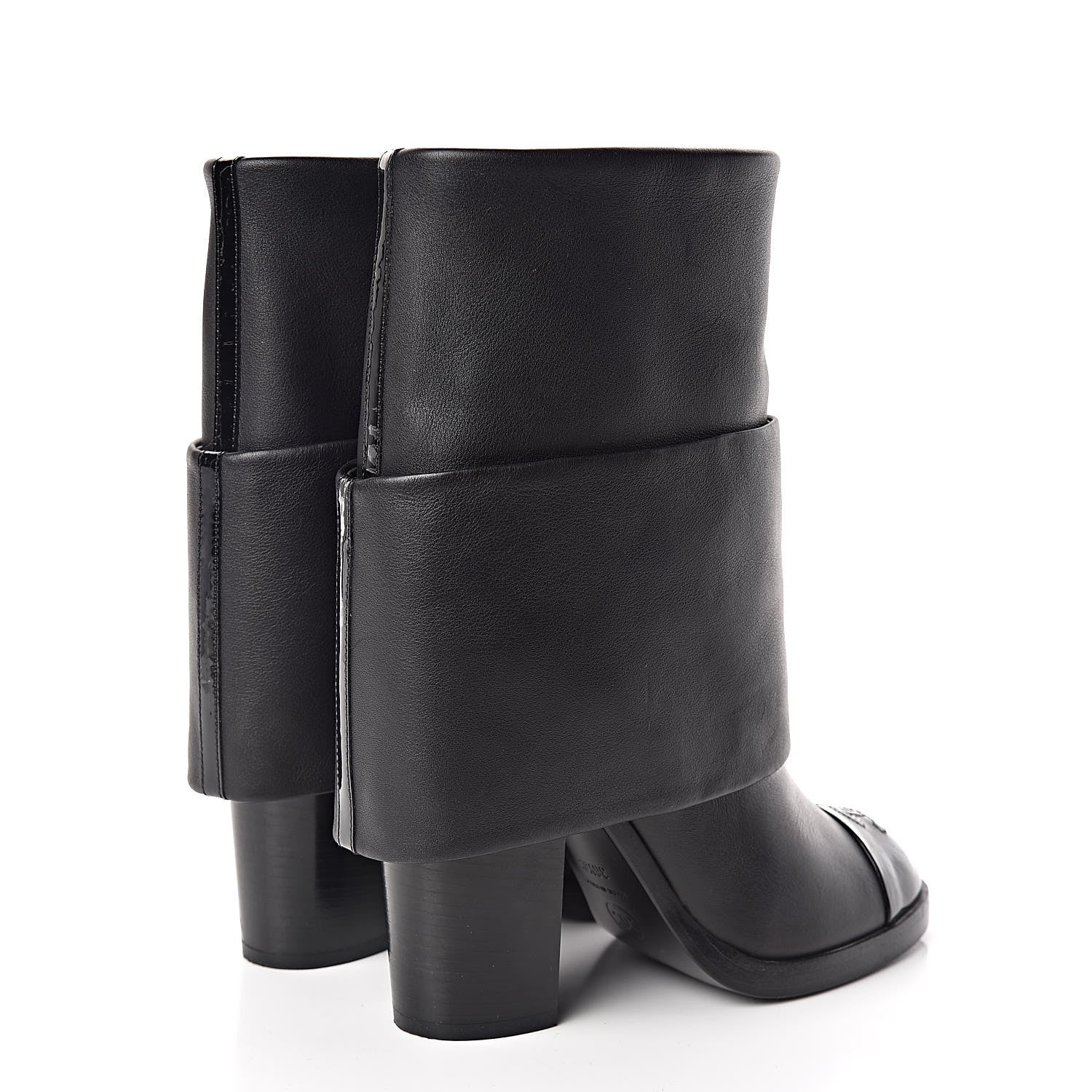 Chanel Calfskin CC Cap Toe Fold Over Boots 36.5 Black 4 of 11