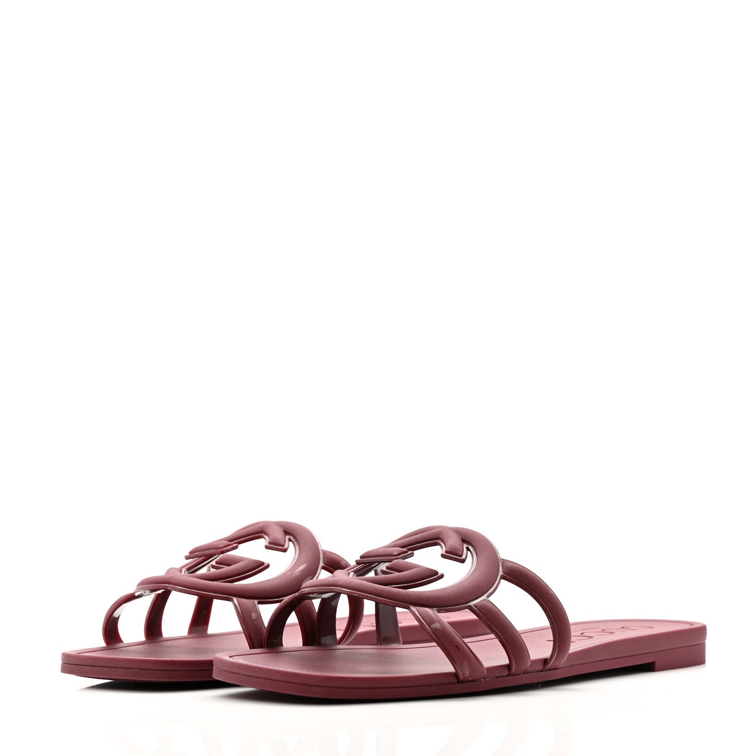 Gucci Rubber Interlocking G Womens Slide Sandals 35 Rosso Ancora 4 of 11