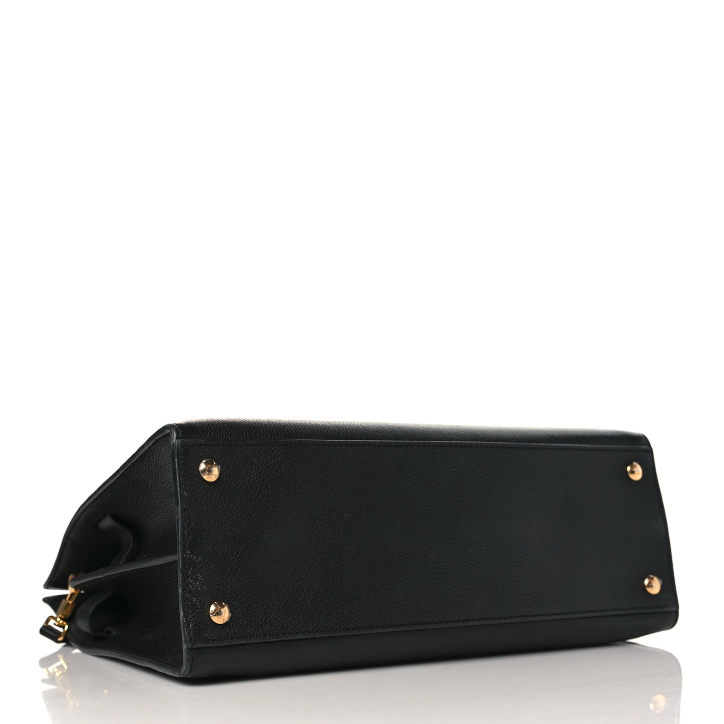 Grainy Calfskin Medium Title Bag Black