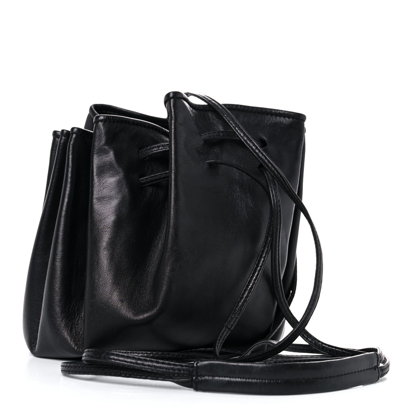 Calfskin Drawstring Bag Black
