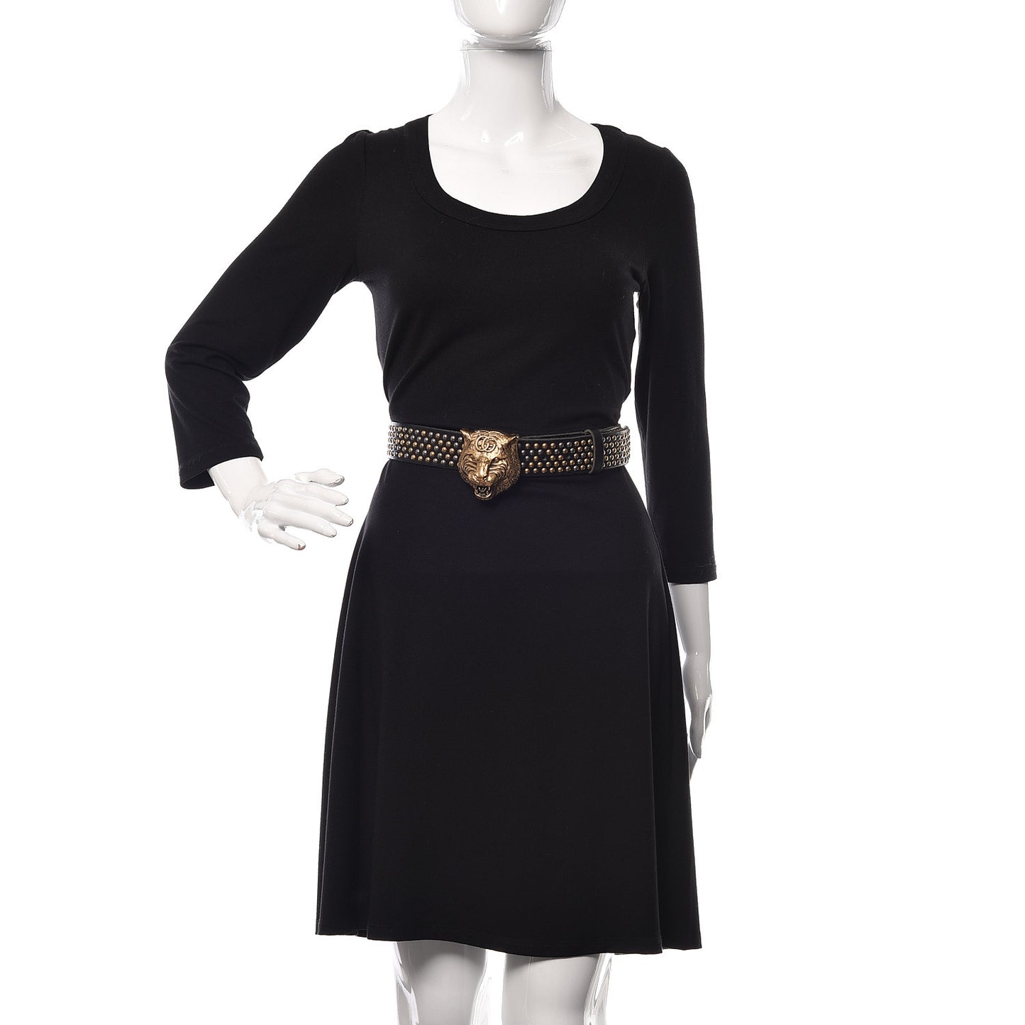 Calfskin Studded Feline Belt 110 44 Black