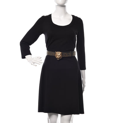 Gucci Calfskin Studded Feline Belt 110 44 Black 2 of 6