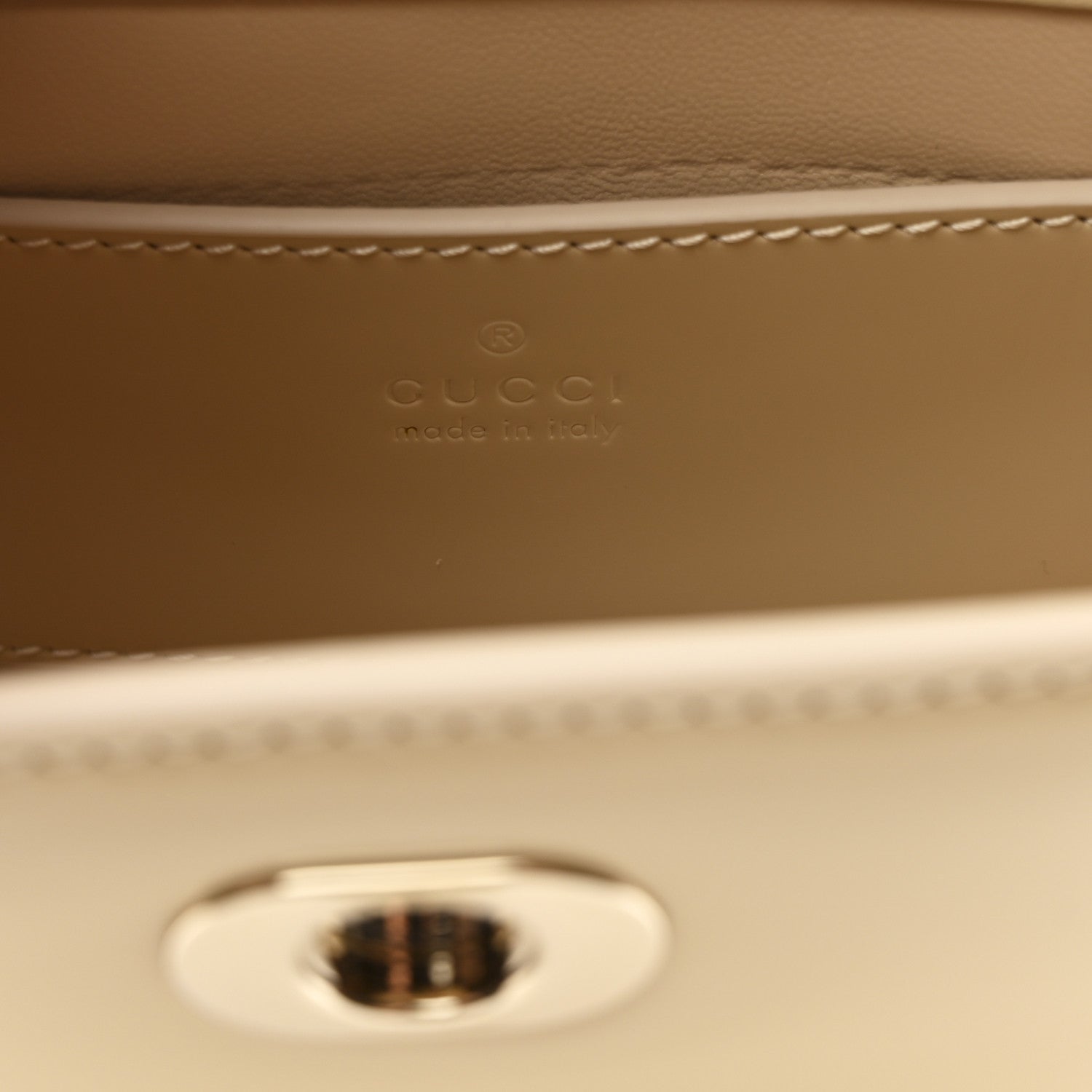 Gucci Patent Calfskin GG Half Moon Top Handle Bag Beige 6 of 11