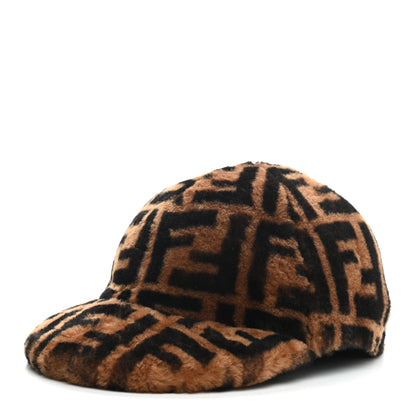 Fendi Shearling Macro FF 1974 Cap Tobacco 1 of 9