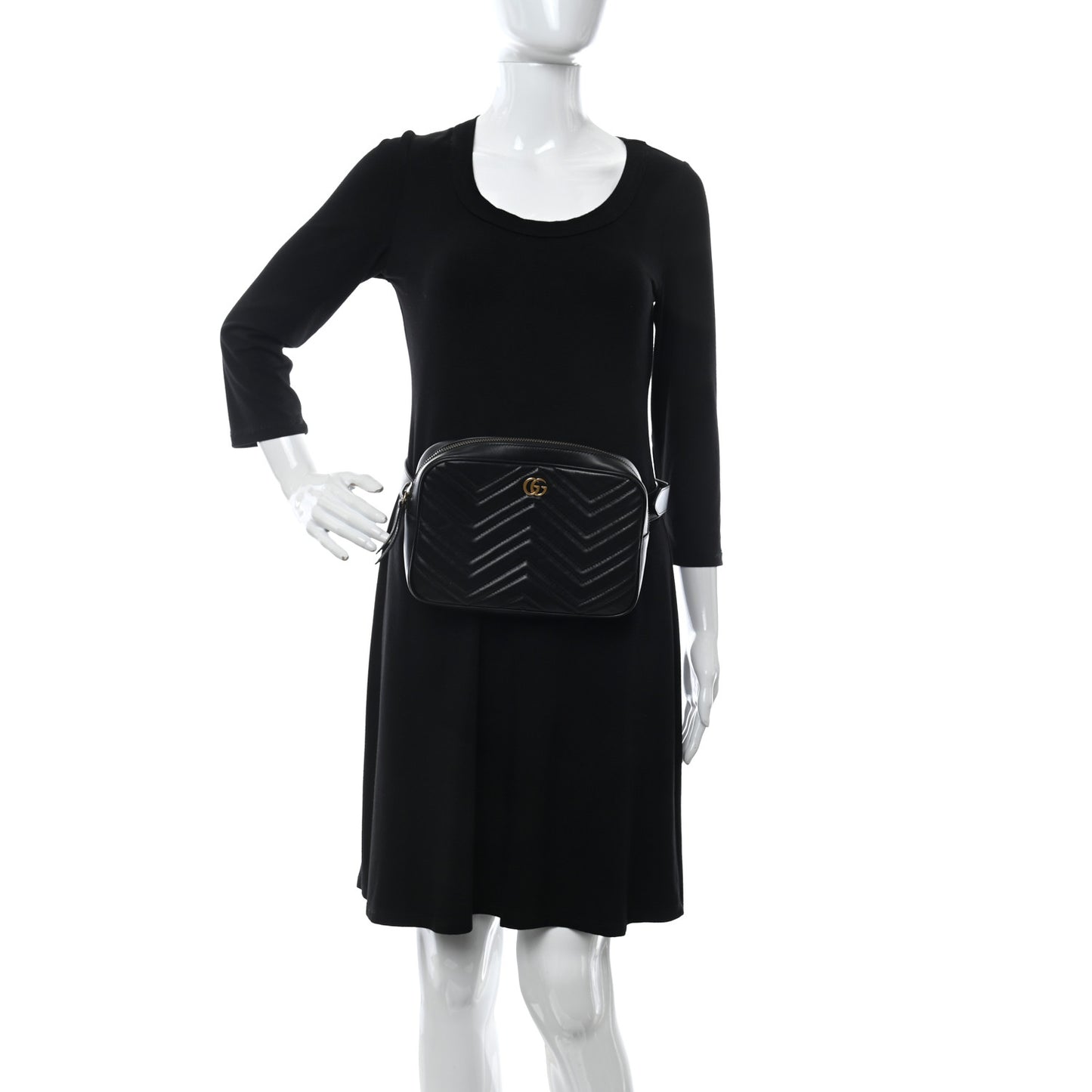 Calfskin Matelasse Mens GG Marmont Belt Bag 90 36 Black