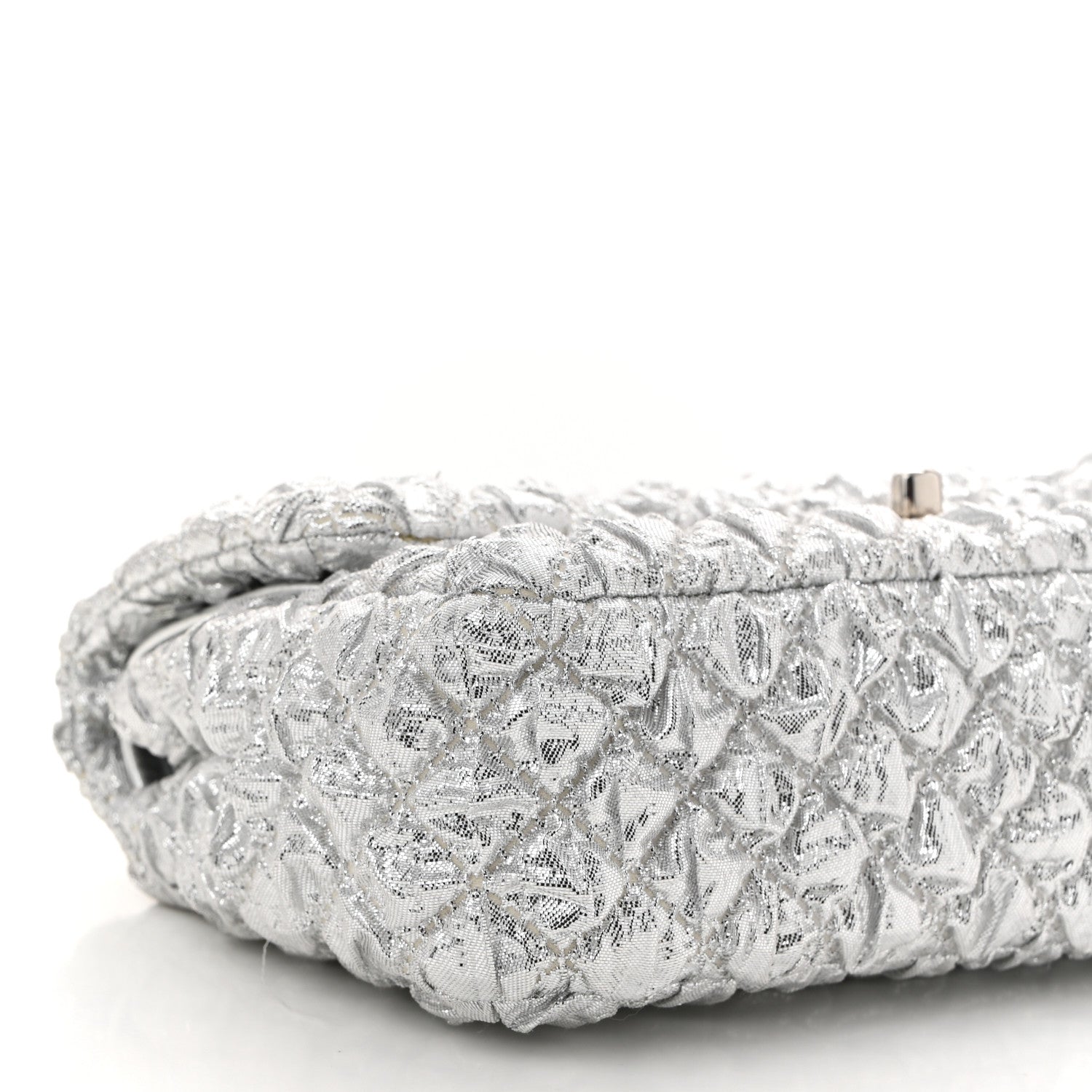 Chanel Metallic Lame Quilted Small Double Flap Silver 1716635