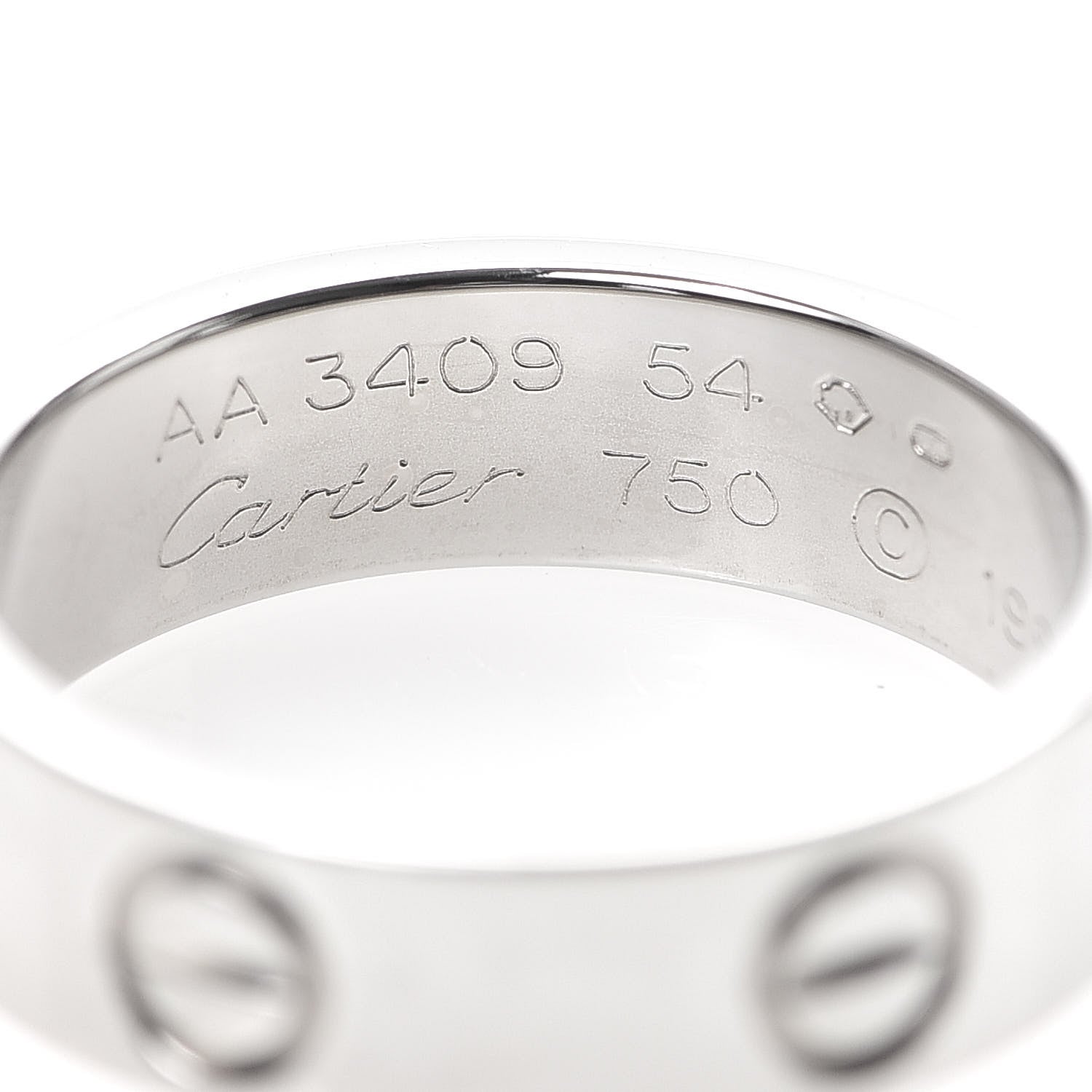 Cartier 18K White Gold 5.5mm LOVE Ring 54 6.75 4 of 5