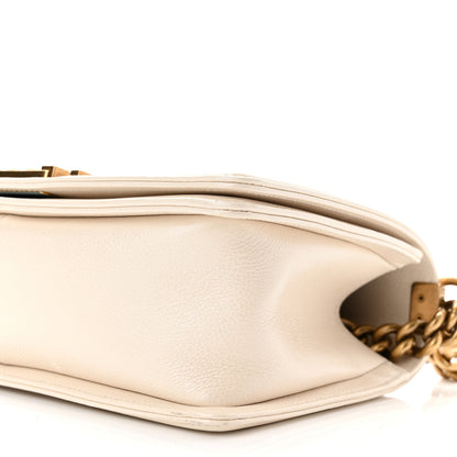 Chanel Metallic Calfskin Quilted Medium Boy Flap Ivory 10 of 11
