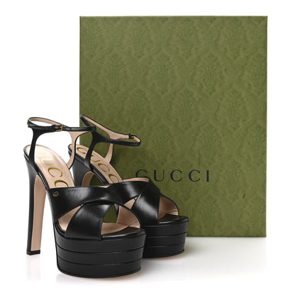 Gucci Malaga Kid Double G 150mm Platform Sandals 38.5 Black 8 of 8