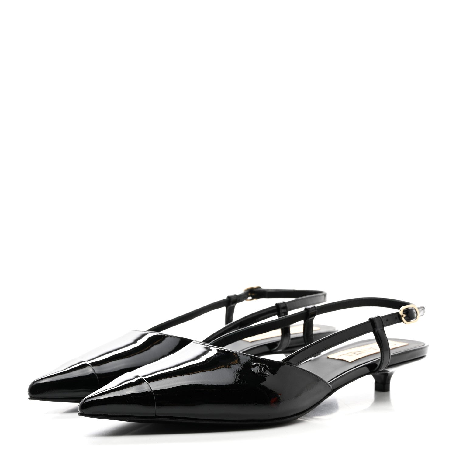 Chanel Patent CC Low Heel Slingback 38 Black 3 of 10