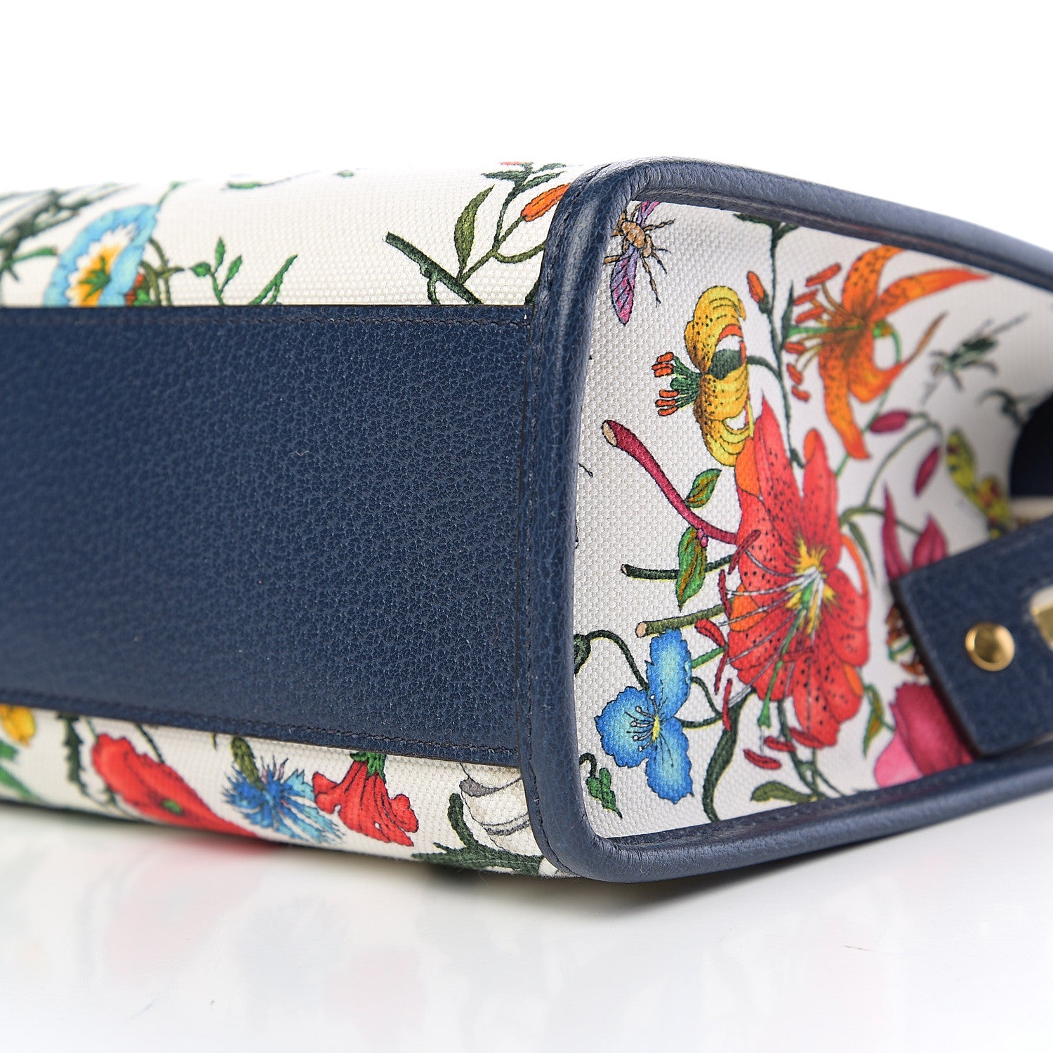 Gucci Canvas Medium Flora Tote White Multicolor Blue Agata 9 of 9