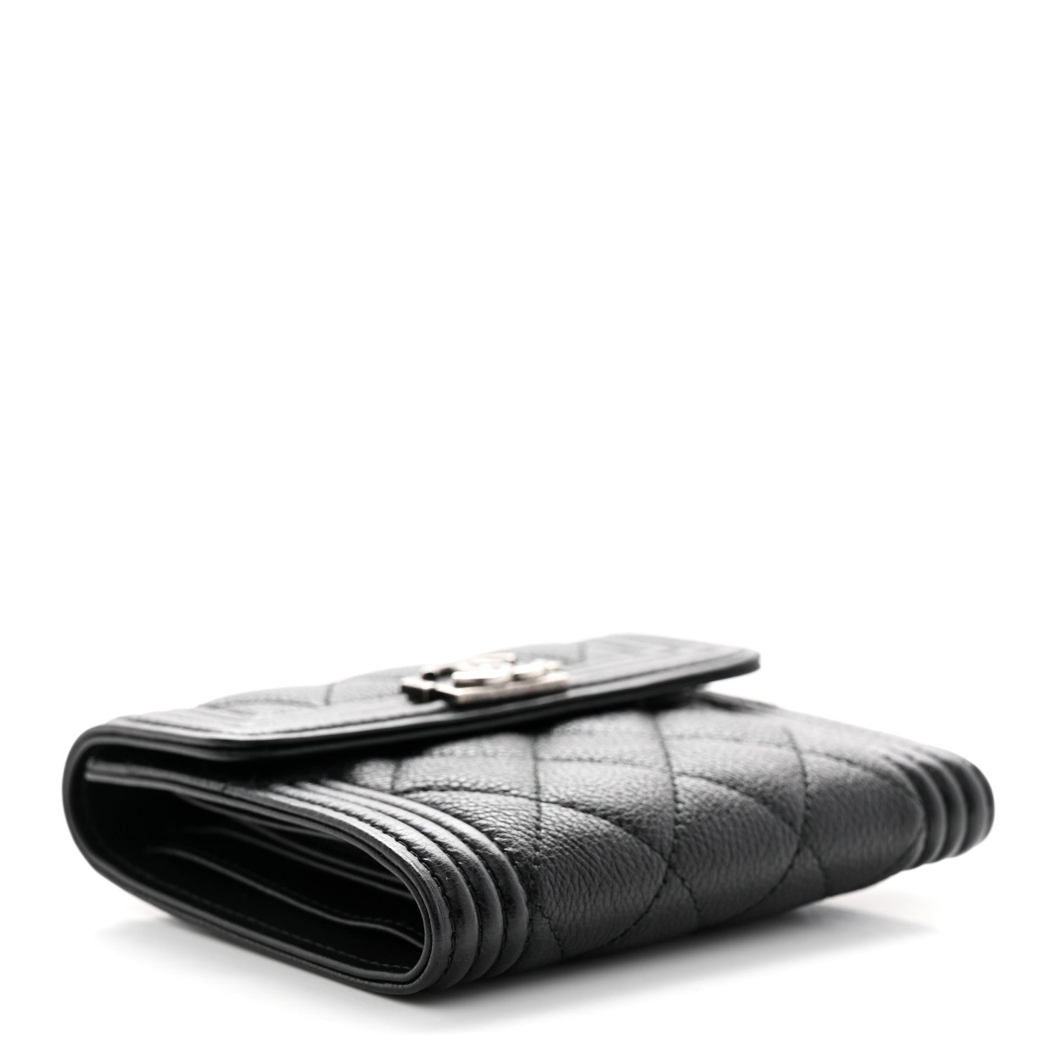 Chanel Caviar Quilted Compact Boy Wallet Black 4 of 8