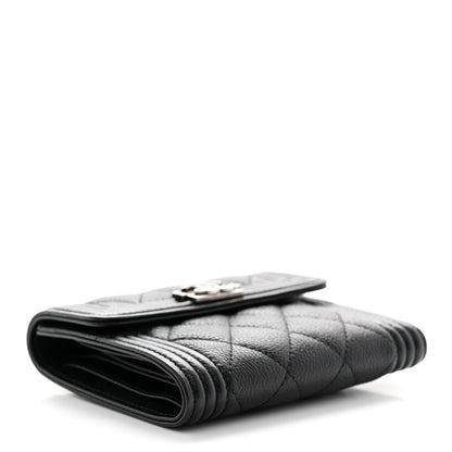 Chanel Caviar Quilted Compact Boy Wallet Black 4 of 8