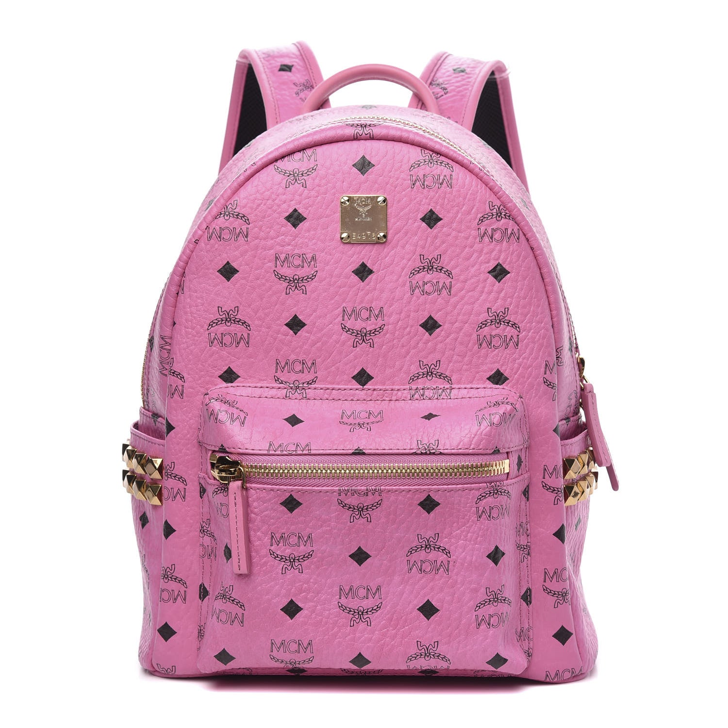 MCM Visetos Small Side Stud Stark Backpack Pink 1 of 9