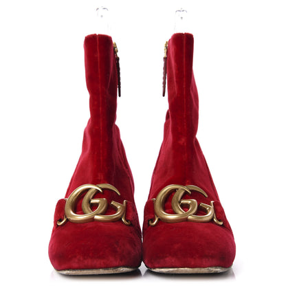Gucci Softy Velvet Malaga Kid GG Victoire 55mm Ankle Boots 36 Hibiscus Red 2 of 11