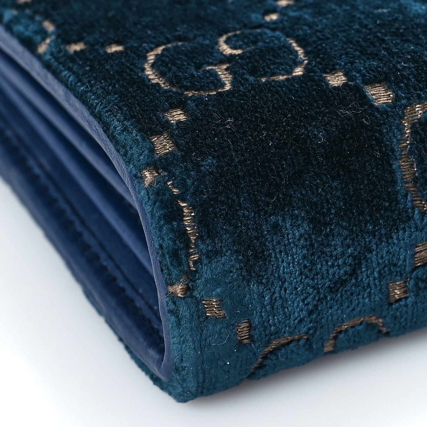 Velvet GG Monogram Mini Dionysus Chain Wallet Blue Beige Black