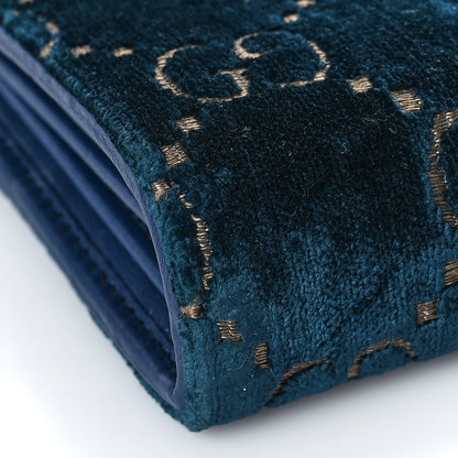 Gucci Velvet GG Monogram Mini Dionysus Chain Wallet Blue Beige Black 7 of 9