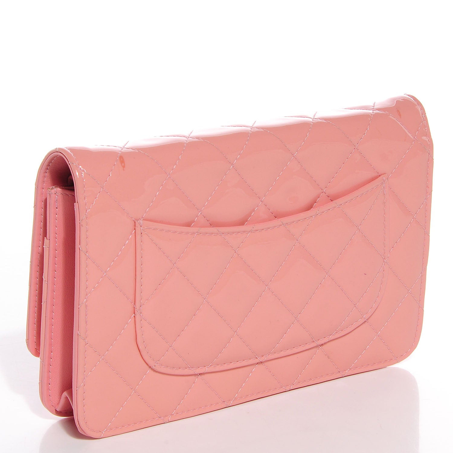Chanel Patent Quilted Wallet On Chain WOC Pink 3 of 8