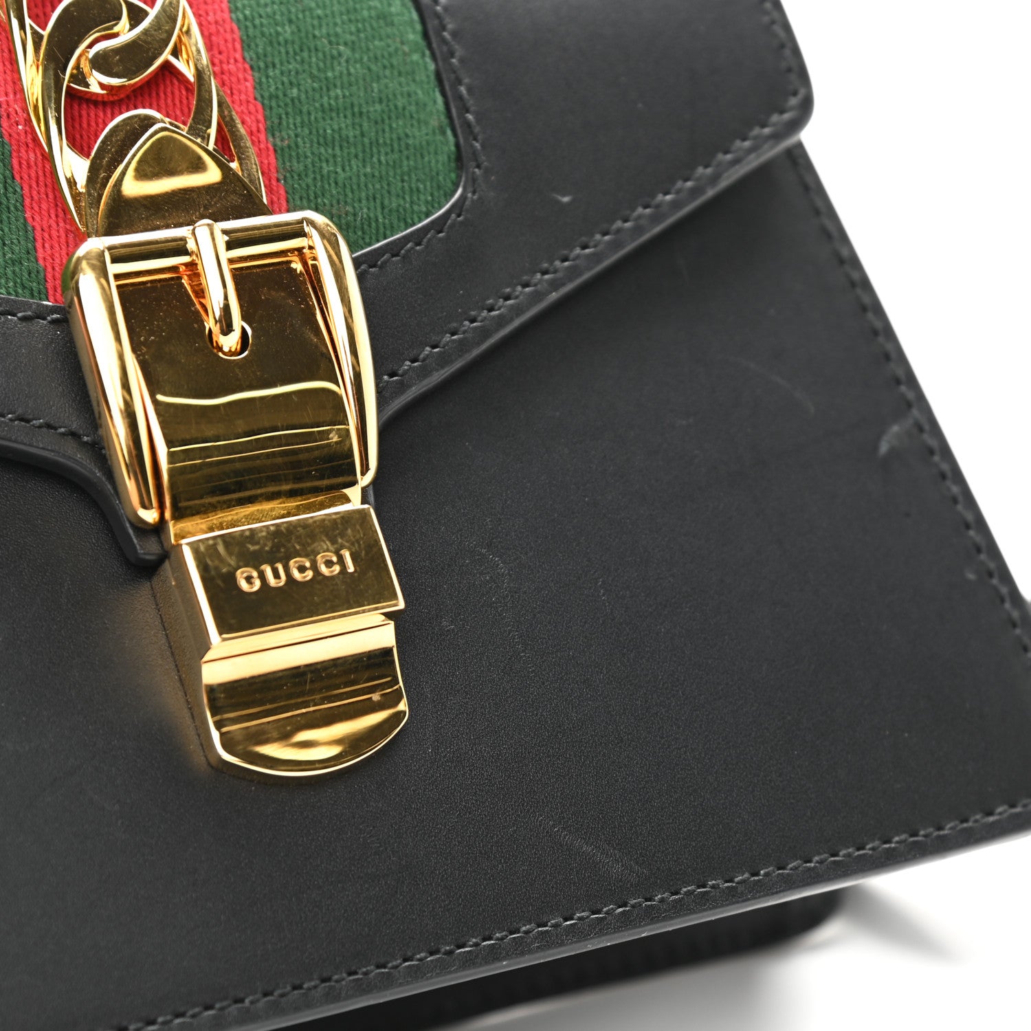Gucci Calfskin Mini Sylvie Top Handle Bag Black 12 of 13