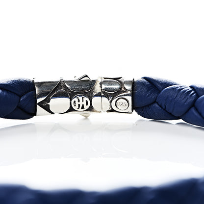 John Hardy Sterling Silver Leather Braided Kali Bracelet Blue M 4 of 5