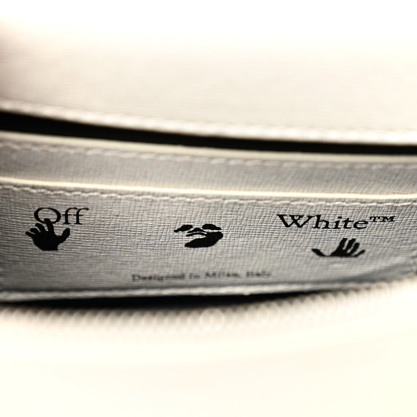 Saffiano Striped Mini Diag Binder Clip Bag White