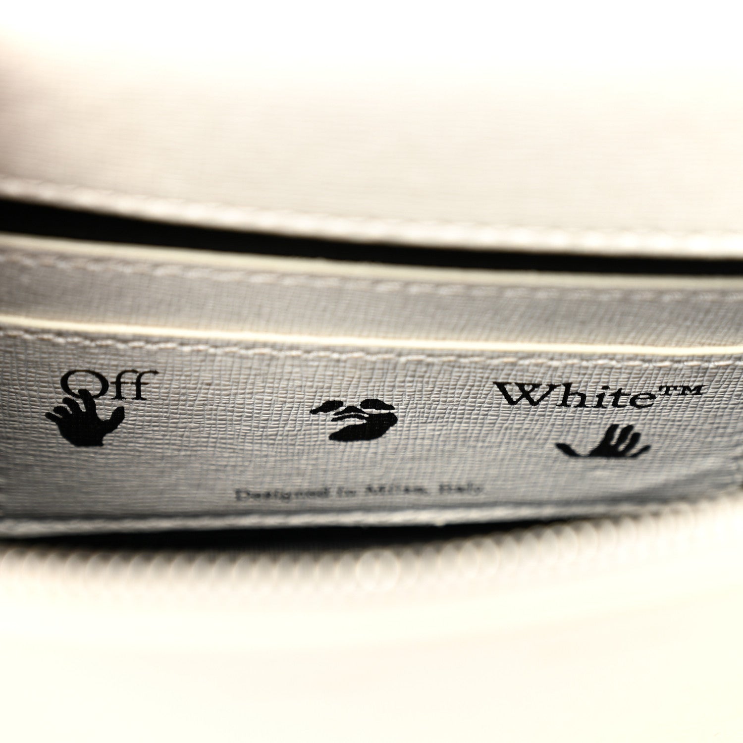 Off-White Saffiano Striped Mini Diag Binder Clip Bag White 6 of 12