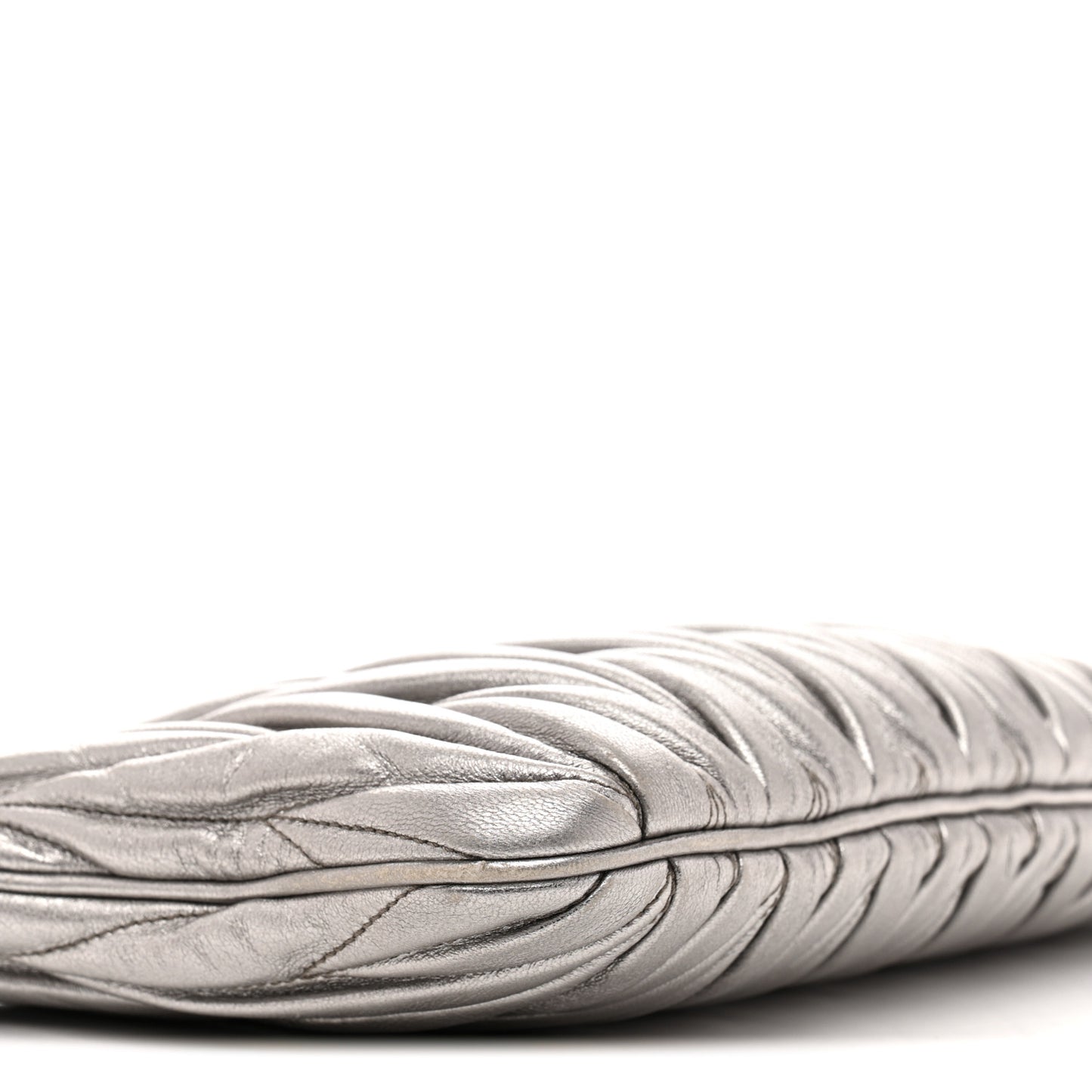 Metallic Nappa Matelasse Crossbody Clutch Silver