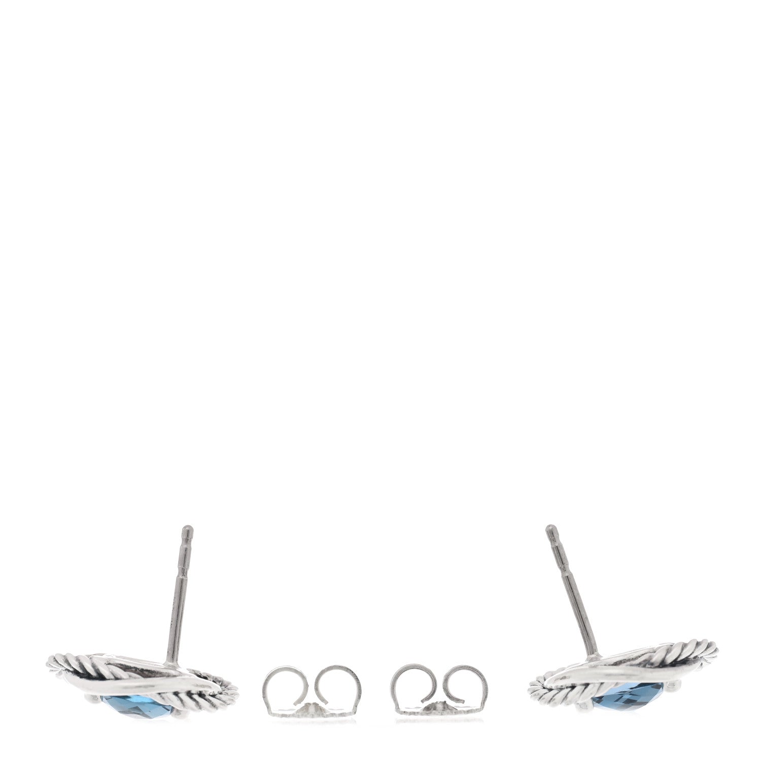 David Yurman Sterling Silver Hampton Blue Topaz 7mm Infinity Earrings 3 of 4