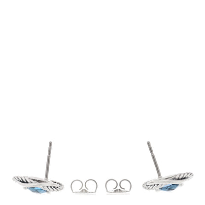 David Yurman Sterling Silver Hampton Blue Topaz 7mm Infinity Earrings 3 of 4