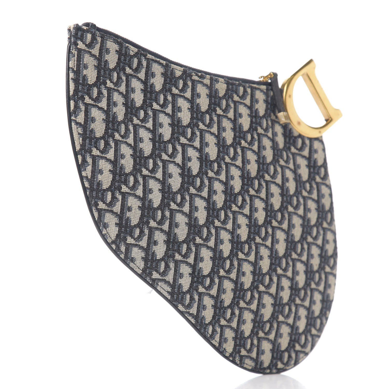 Christian Dior Oblique Saddle Pouch Clutch Blue 2 of 6